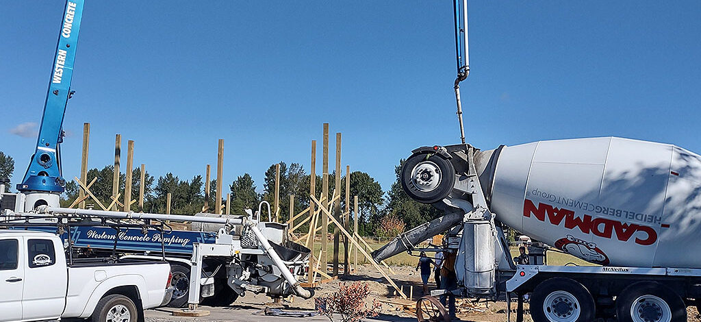 Pumping concrete foundation