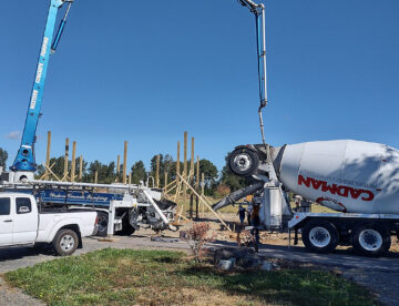 Pumping concrete foundation